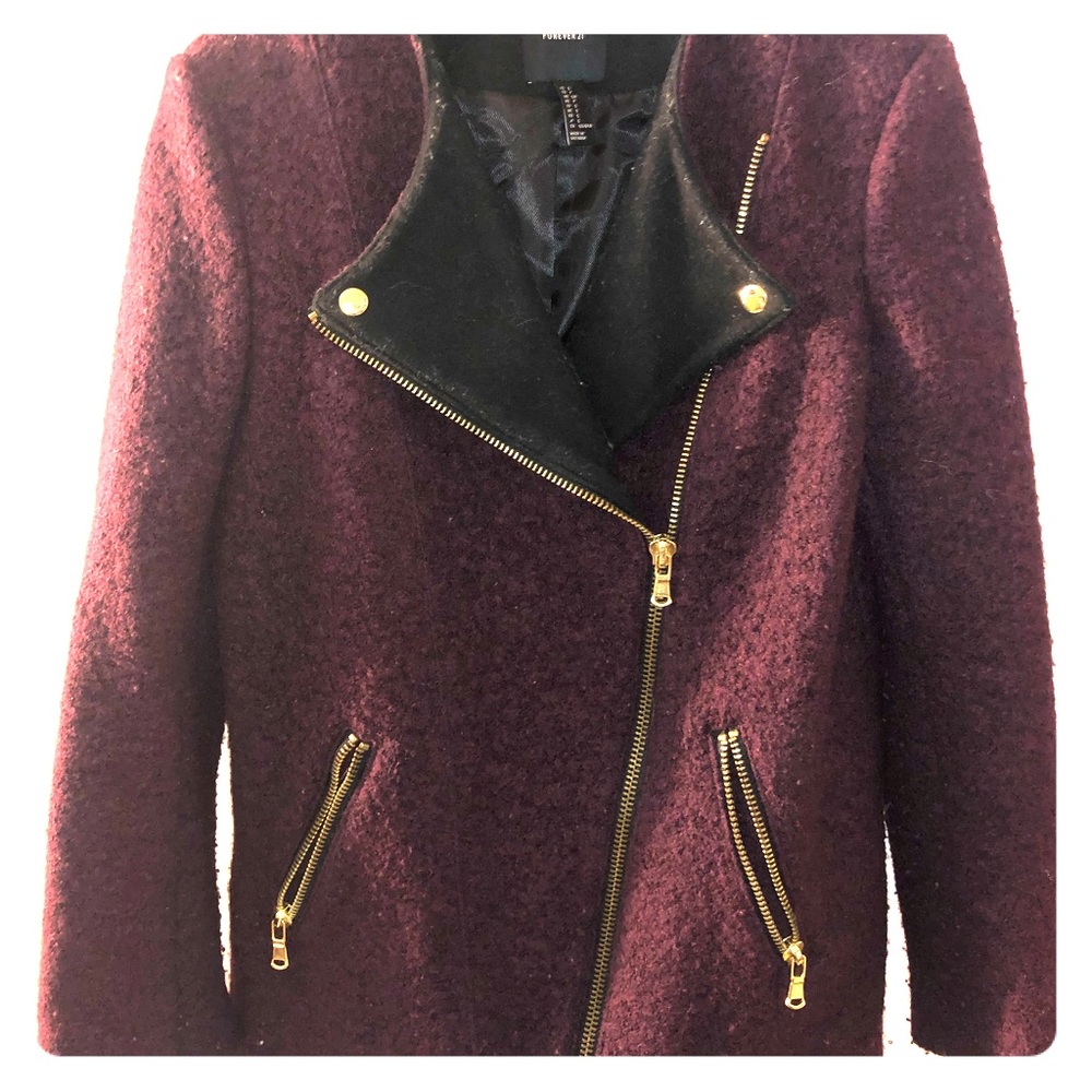 Merlot Moto Wool Jacket